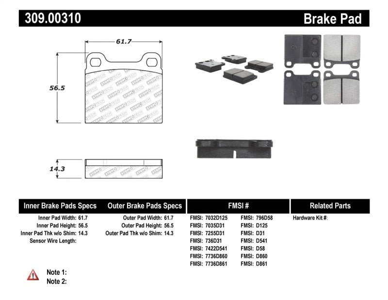 STOPTECH PERFORMANCE 98-04 VOLVO C70/98-00 V70 REAR BRAKE PADS, 309.00310 - eliteracefab.com