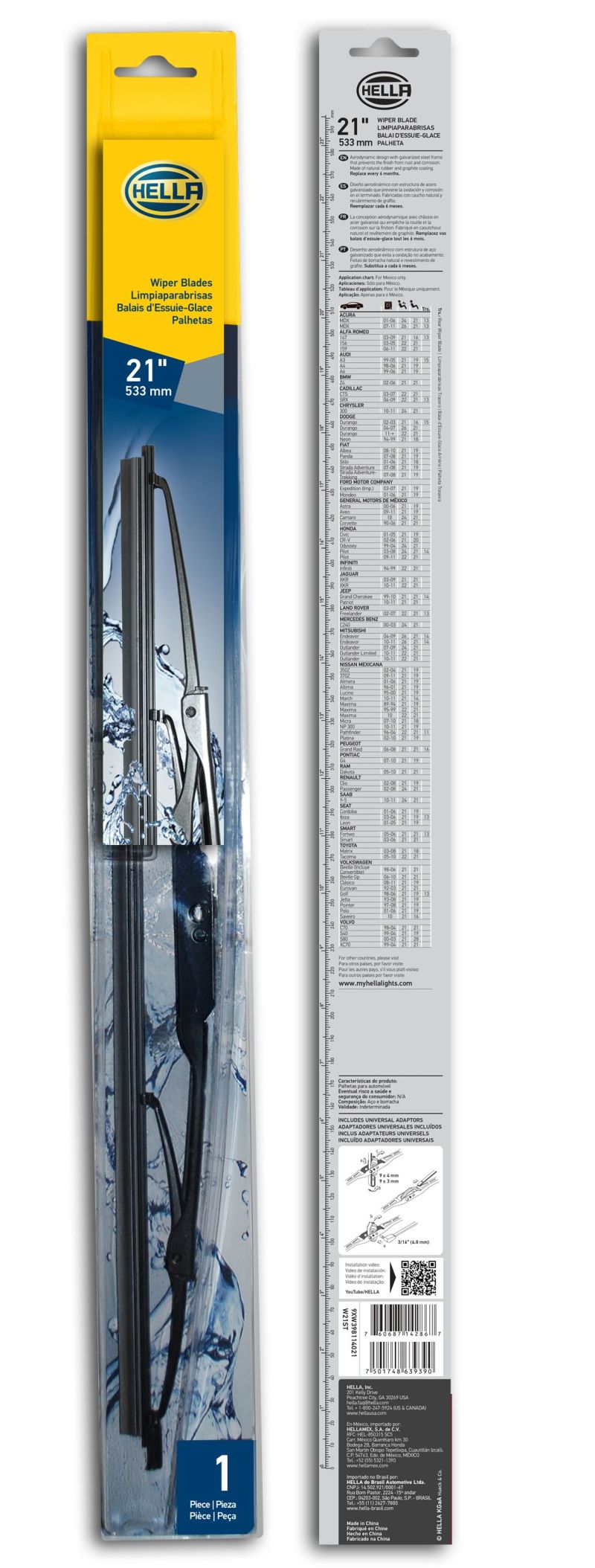 Hella Standard Wiper Blade 21in - Single - eliteracefab.com