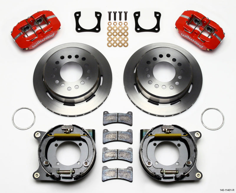 Wilwood Dynapro Low-Profile 11.00in P-Brake Kit - Red Chevy 12 Bolt Spcl 2.81in Offset Wilwood