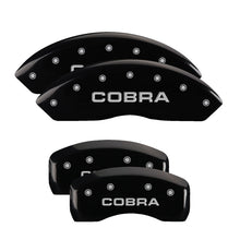 Load image into Gallery viewer, MGP 4 Caliper Covers Engraved Front &amp; Rear Cobra Black finish silver ch MGP