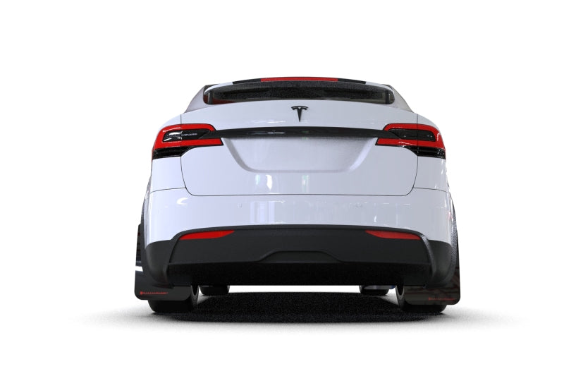 Rally Armor 2022 Tesla Model X Black UR Mud Flap w/ Red Logo - eliteracefab.com