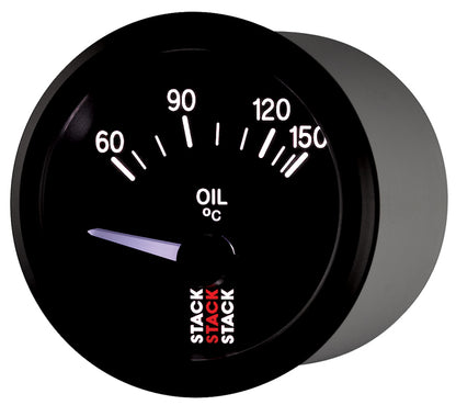 Autometer Stack 52mm 60-150 Deg C M10 Male Electric Oil Temp Gauge - Black ST3209