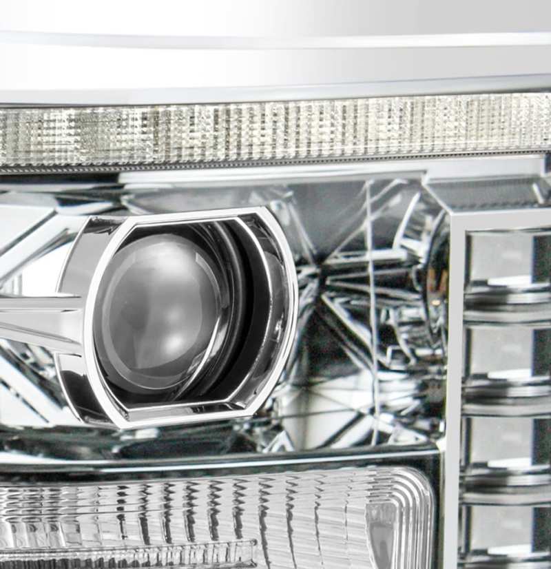 AlphaRex 880145 11-16 Ford F-350 SD LUXX LED Proj Headlights Plank Style Chrm w/Activ Light/Seq Signal/DRL