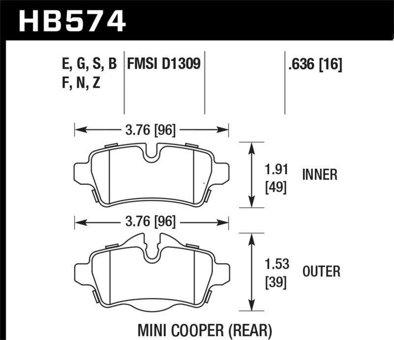 Hawk Performance HT-10 Rear Brake Pads - HB574S.636