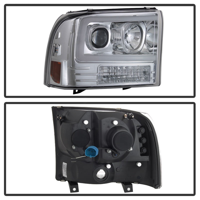 Spyder 99-04 Ford F-250 Super Duty Light Bar Projector Headlights - Chrome (PRO-YD-FF25099V2-LB-C) - eliteracefab.com