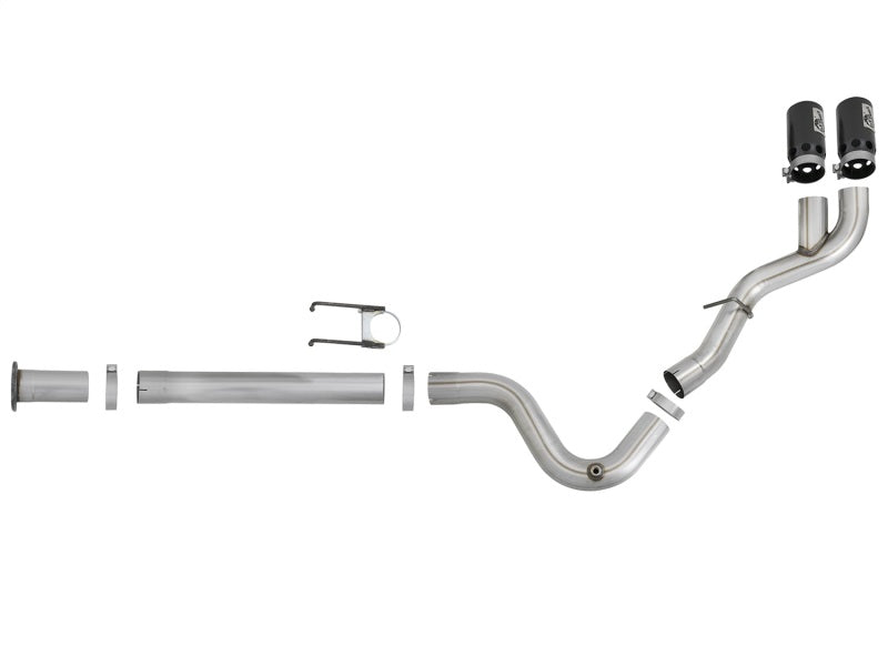 aFe Rebel XD 4in SS DPF-Back Exhaust 17-18 FOrd Diesel Trucks V8-6.7L (td) w/ Dual Black Tips aFe