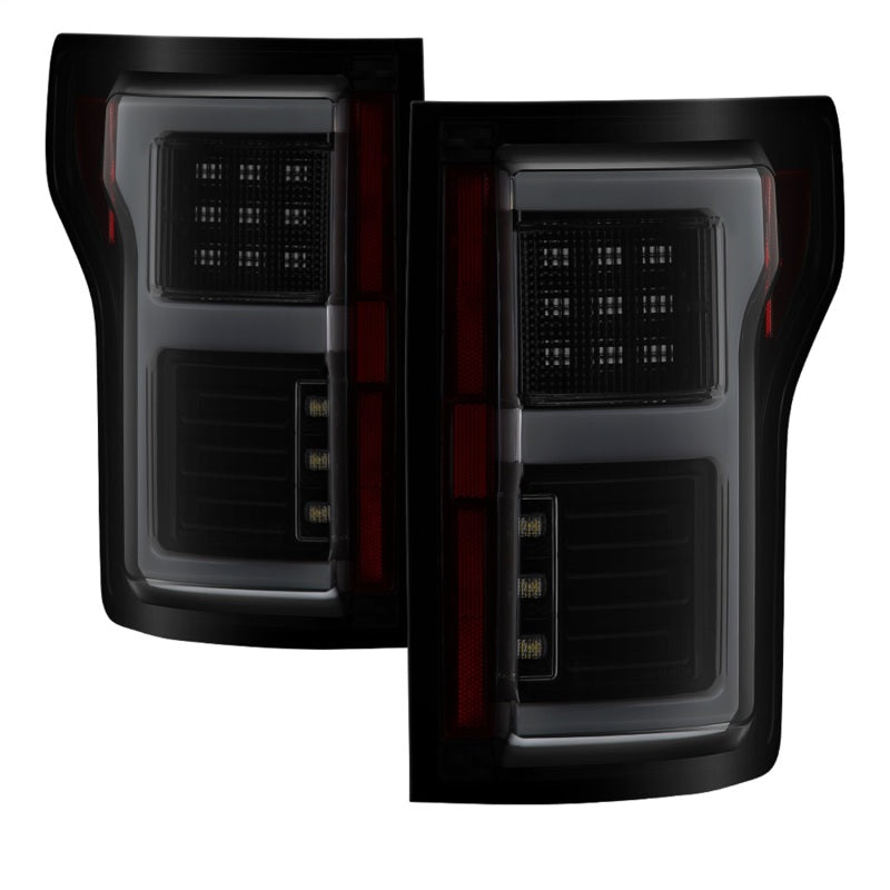 Spyder 15-18 Ford F-150 LED Tail Lights (w/Blind Spot) - Black Smoke (ALT-YD-FF15015BS-LBLED-BSM) - eliteracefab.com