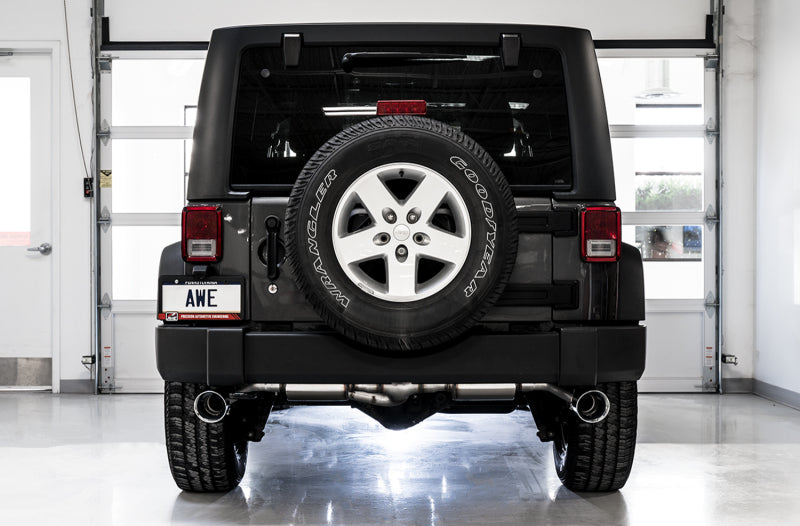 AWE Tuning 07-18 Jeep Wrangler JK/JKU 3.6L Tread Edition Axle-Back Dual Exhaust - Chrome Silver Tips AWE Tuning