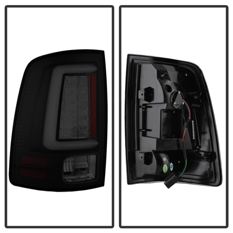 Spyder 13-14 Dodge Ram 1500 Light Bar LED Tail Lights - Black Smoke ALT-YD-DRAM13V2-LED-BSM - eliteracefab.com