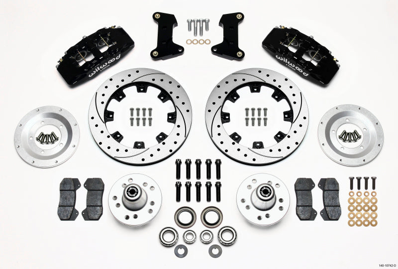 Wilwood Dynapro 6 Front Hub Kit 12.19in Drilled 74-80 Pinto/Mustang II Disc Spindle only - eliteracefab.com