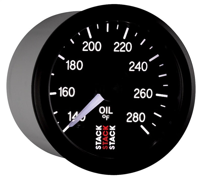 Autometer Stack 52mm 140-280 Deg F 1/8in NPTF Male Pro Stepper Motor Oil Temp Gauge - Black ST3310