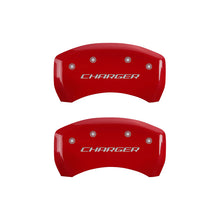 Load image into Gallery viewer, MGP 4 Caliper Covers Engraved Front &amp; Rear Block/Charger Red finish silver ch MGP