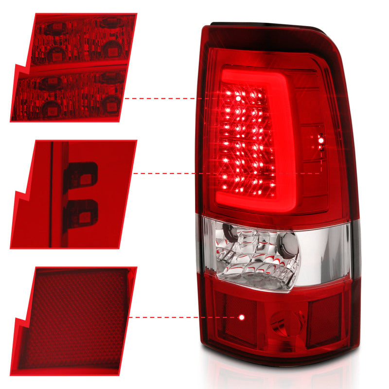 ANZO 2003-2006 Chevy Silverado 1500 LED Taillights Plank Style Chrome With Red/Clear Lens - eliteracefab.com