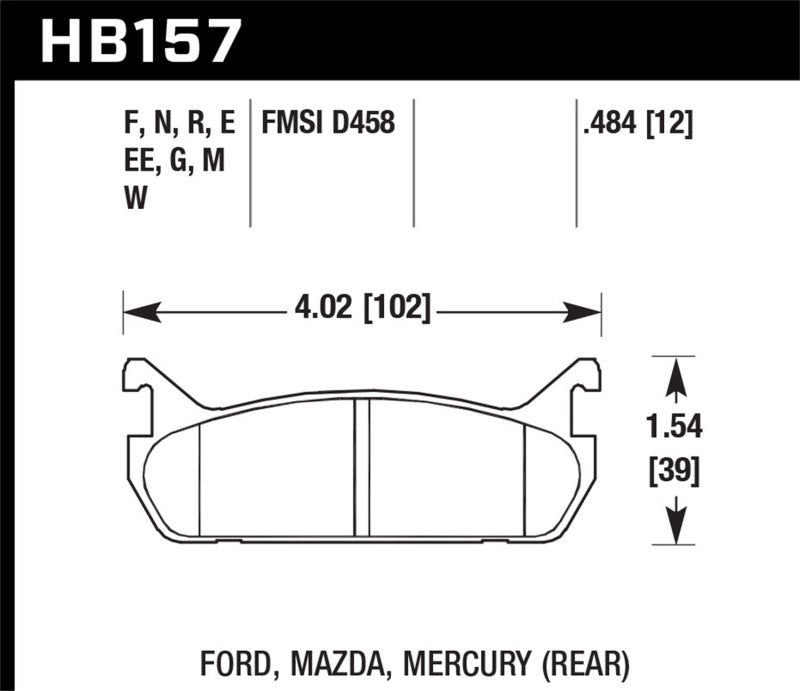 Hawk Performance ER-1 Rear Brake Pads - HB157D.484 Hawk Performance