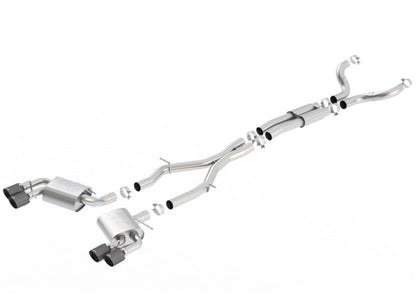 Borla 16-17 Chevy Camaro 6.2L 4in Dual CF Tips w/Black Core Dual Split Exit ATAK Catback Exhaust - eliteracefab.com