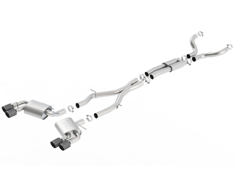 Borla 16-17 Chevy Camaro 6.2L 4in Dual CF Tips w/Black Core Dual Split Exit ATAK Catback Exhaust - eliteracefab.com