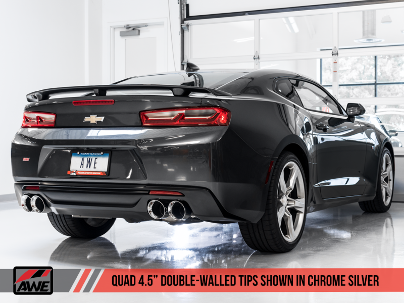 AWE Tuning 16-19 Chevrolet Camaro SS Axle-back Exhaust - Track Edition (Quad Chrome Silver Tips) - eliteracefab.com