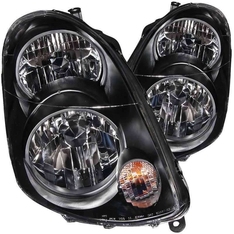 ANZO USA Infiniti G35 4dr Crystal Headlights Black; 2003-2004 - eliteracefab.com