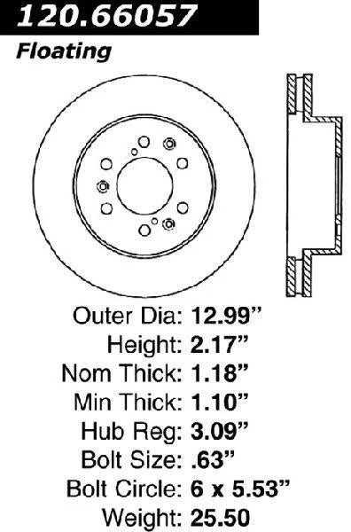 CENTRIC PERFORMANCE BRAKE ROTOR, 120.66057 - eliteracefab.com