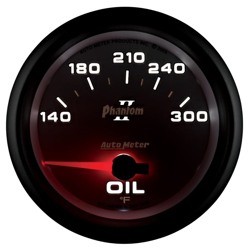 Autometer Phantom II 2 5/8in 140-300 Degree F Short Sweep Electronic Oil Temperature Gauge 7848