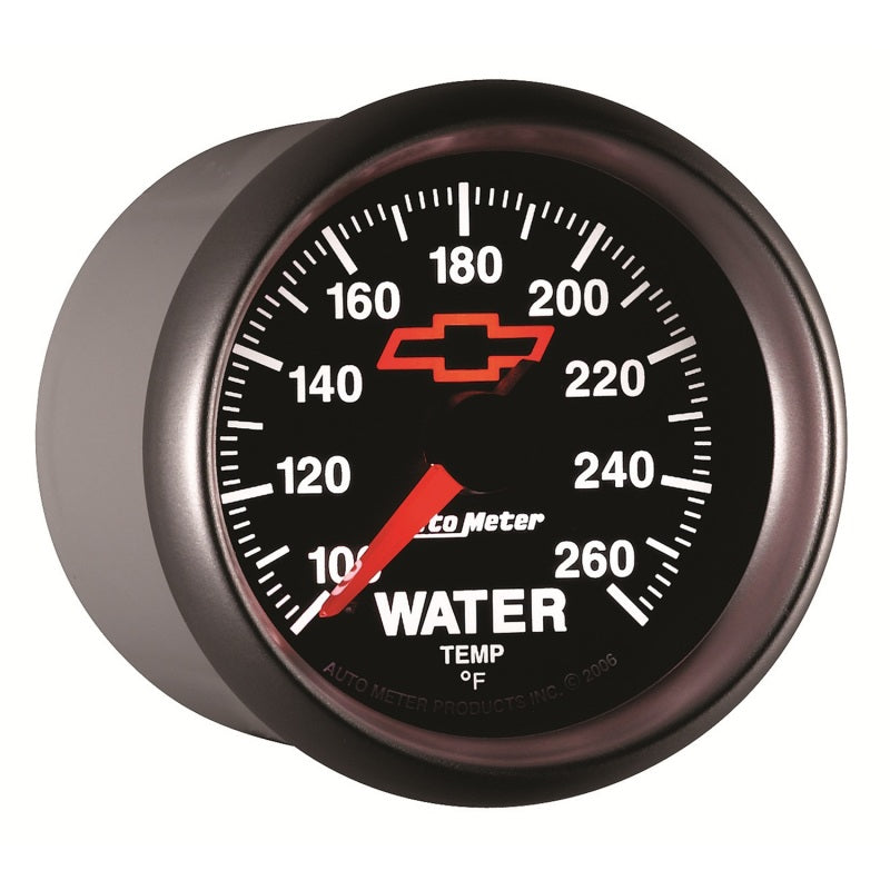 AutoMeter Gauge Water Temp 2-1/16in. 100-260 Deg. F Digital Stepper Motor Chevy Red Bowtie Black 3655-00406