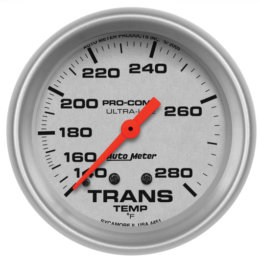 Autometer Ultra-Lite 66.7mm Mechanical 140-280 Degree F Transmission Temperature Gauge 4451