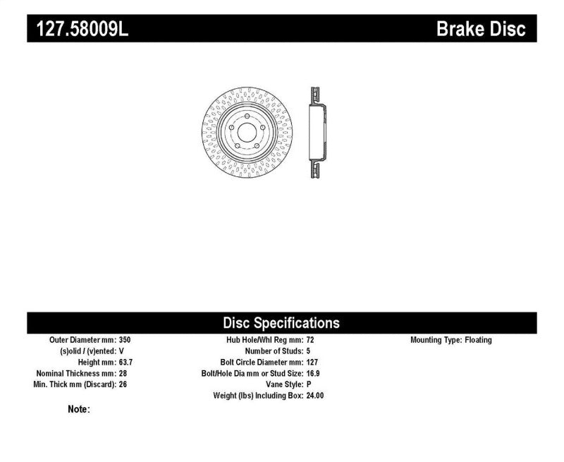 StopTech 12-15 Jeep Cherokee SRT8 Sport Slotted & Drilled Rear Driver Side Brake Rotor - eliteracefab.com