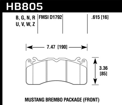 Hawk 15-17 Ford Mustang Brembo Package DTC-30 Front Brake Pads - eliteracefab.com