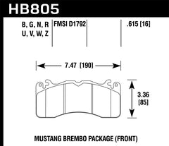 Hawk 15-17 Ford Mustang Brembo Package DTC-30 Front Brake Pads - eliteracefab.com