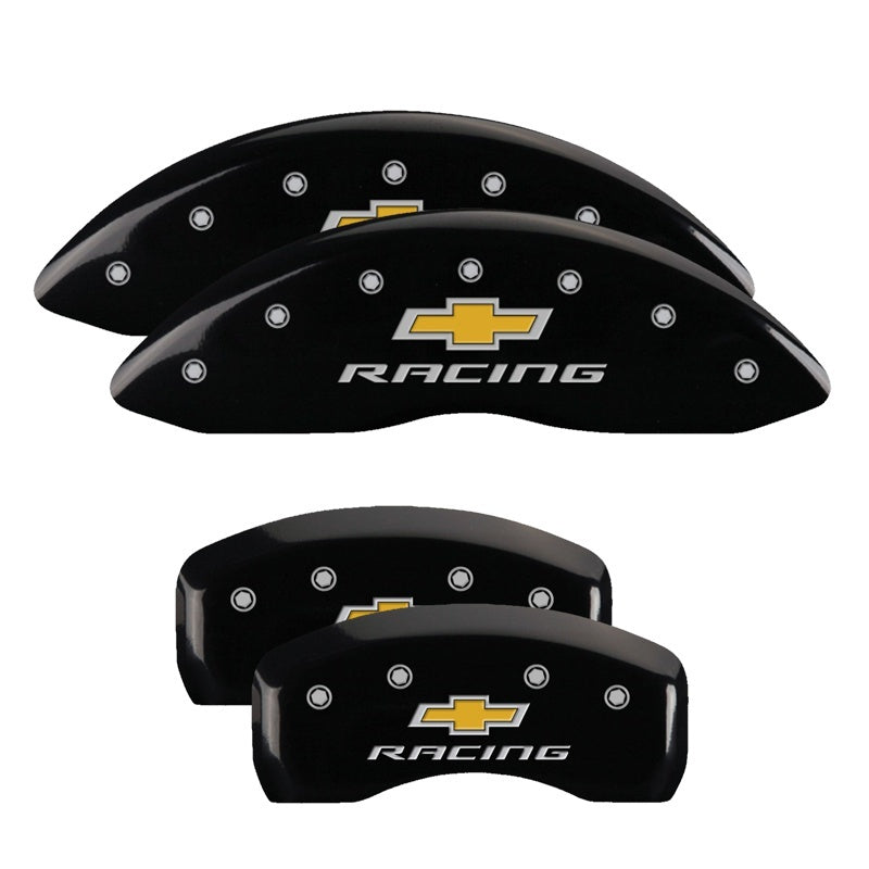 MGP 4 Caliper Covers Engraved Front & Rear With stripes/Dart Yellow finish black ch MGP