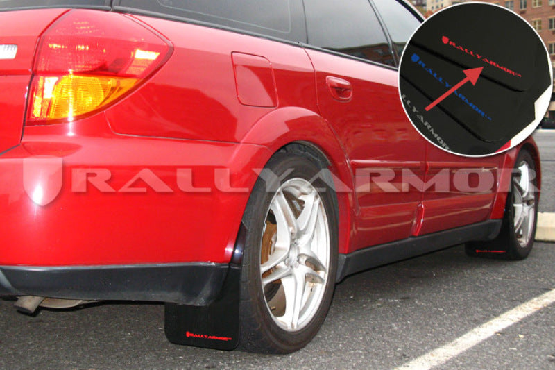 Rally Armor UR Mudflaps Black Urethane Red Logo 2005-2009 Legacy / 2005-2009 Outback / 2005-2009 LGT - eliteracefab.com