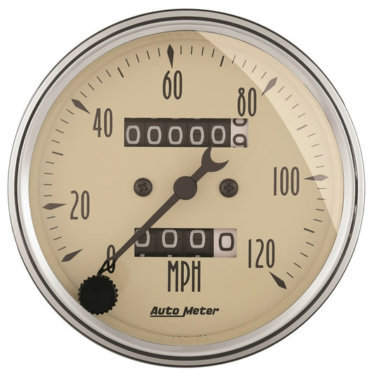 AutoMeter Gauge Speedometer 3-1/8in. 120MPH Mechanical Antique Beige 1896