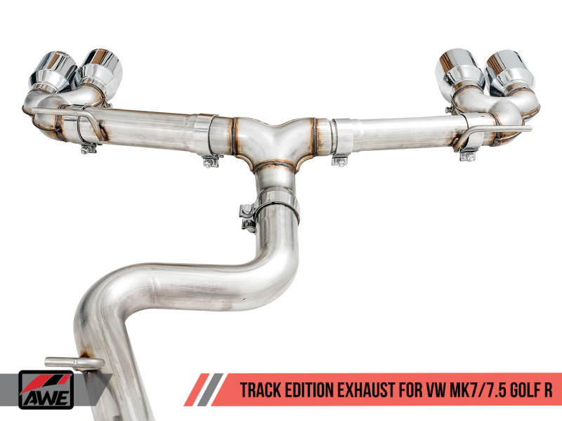 AWE Tuning MK7.5 Golf R Track Edition Exhaust w/Chrome Silver Tips 102mm - eliteracefab.com