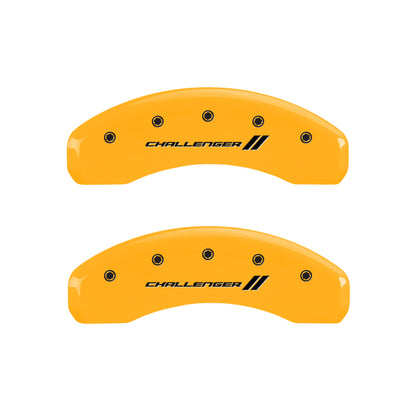 MGP 4 Caliper Covers Engraved Front & Rear With stripes/Challenger Yellow finish black ch MGP