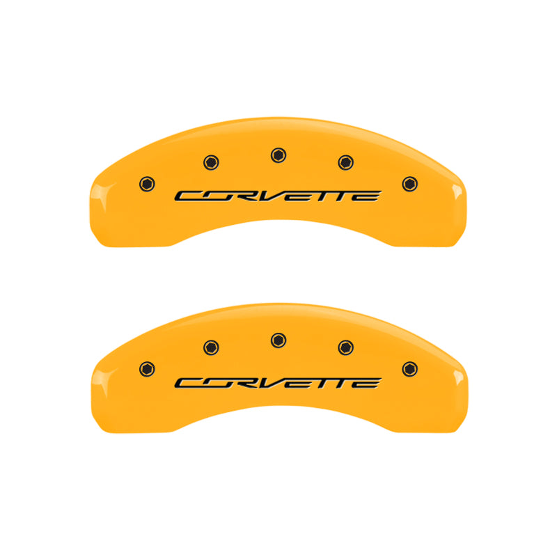 MGP 4 Caliper Covers Engraved Front & Rear C7/Corvette Yellow finish black ch MGP