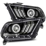 AlphaRex 10-12 Ford Mustang LUXX LED Proj Headlights Plank Style Black w/Activ Light/Seq Signal