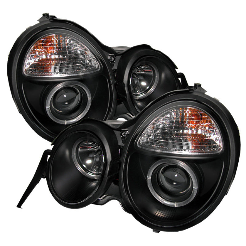 Spyder Mercedes Benz E-Class 95-99 Projector Headlights LED Halo Blk PRO-YD-MBW21095-HL-BK - eliteracefab.com