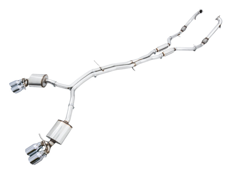 AWE Tuning Audi B9 S4 Touring Edition Exhaust - Non-Resonated (Silver 102mm Tips) AWE Tuning