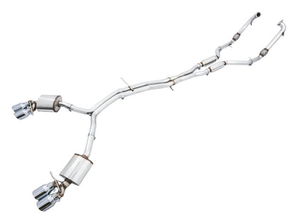 AWE Tuning Audi B9 S4 Touring Edition Exhaust - Non-Resonated (Silver 102mm Tips) AWE Tuning