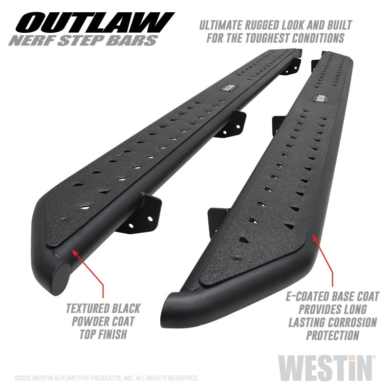 Westin 2020 Jeep Gladiator Outlaw Nerf Step Bars - Textured Black - eliteracefab.com