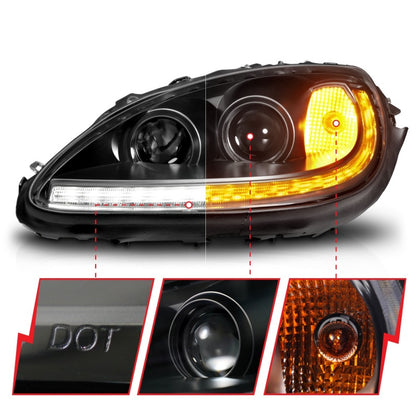 ANZO CHEVY CORVETTE 05-13 PROJECTOR SEQUENTIAL PLANK STYLE HEADLIGHTS BLACK(W/ DRL)(NO HID KIT) - 121571