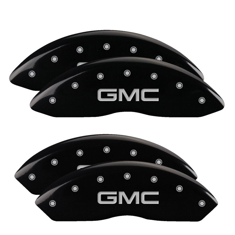 MGP 4 Caliper Covers Engraved Front & Rear GM Style/Hybrid Black finish silver ch MGP