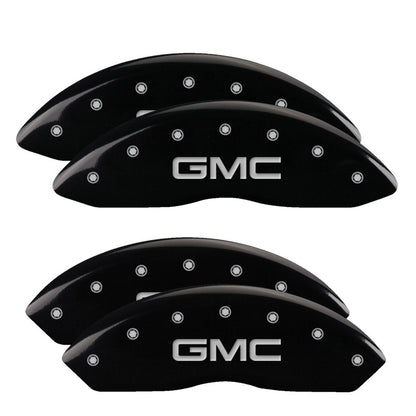 MGP 4 Caliper Covers Engraved Front & Rear GM Style/Hybrid Black finish silver ch MGP