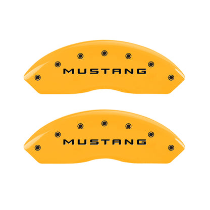 MGP 4 Caliper Covers Engraved Front Mustang Engraved Rear 37 Yellow finish black ch MGP