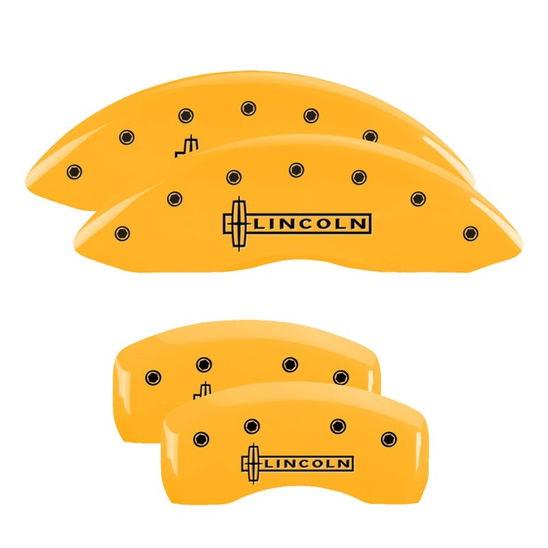 MGP 4 Caliper Covers Engraved Fr Lincoln Rr Star Logo Yellow Finish Black Char 2003 Lincoln Town Car MGP