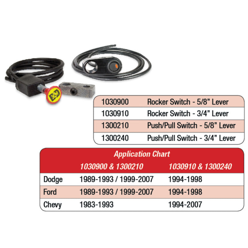 BD Diesel Push/Pull Switch Kit Exhaust Brake - 5/8in Manual Lever - eliteracefab.com