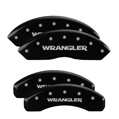 MGP 4 Caliper Covers Engraved Front & Rear Wrangler Black Finish Silver Char 2018 Jeep Wrangler MGP