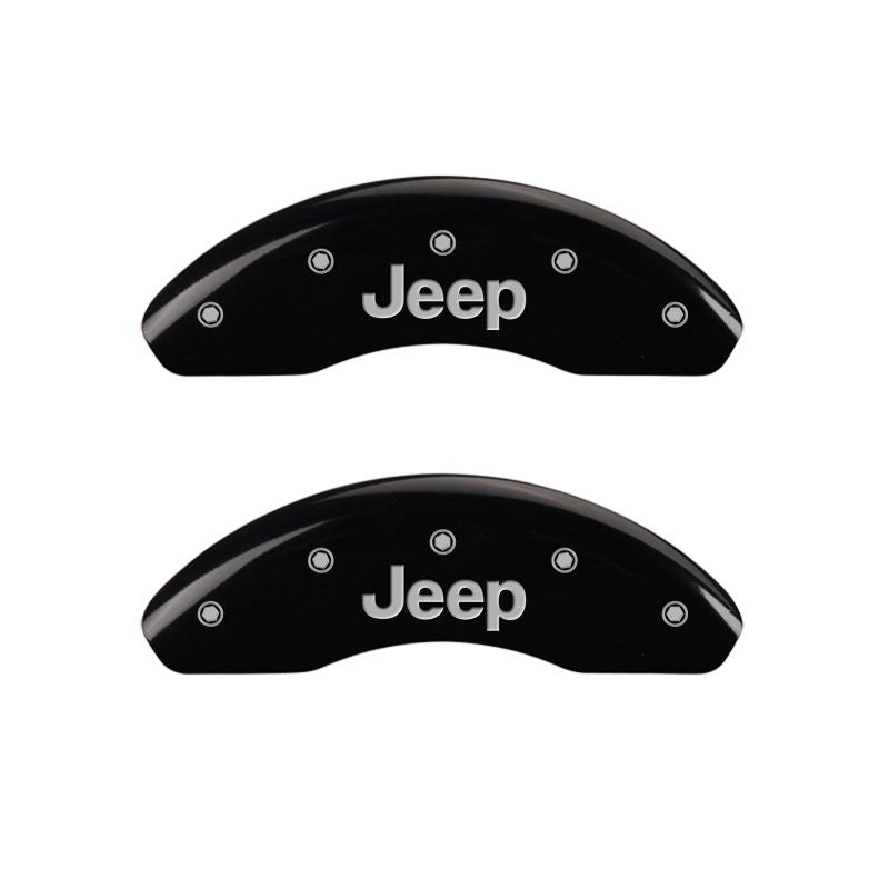 MGP 4 Caliper Covers Engraved Front & Rear JEEP Black finish silver ch MGP