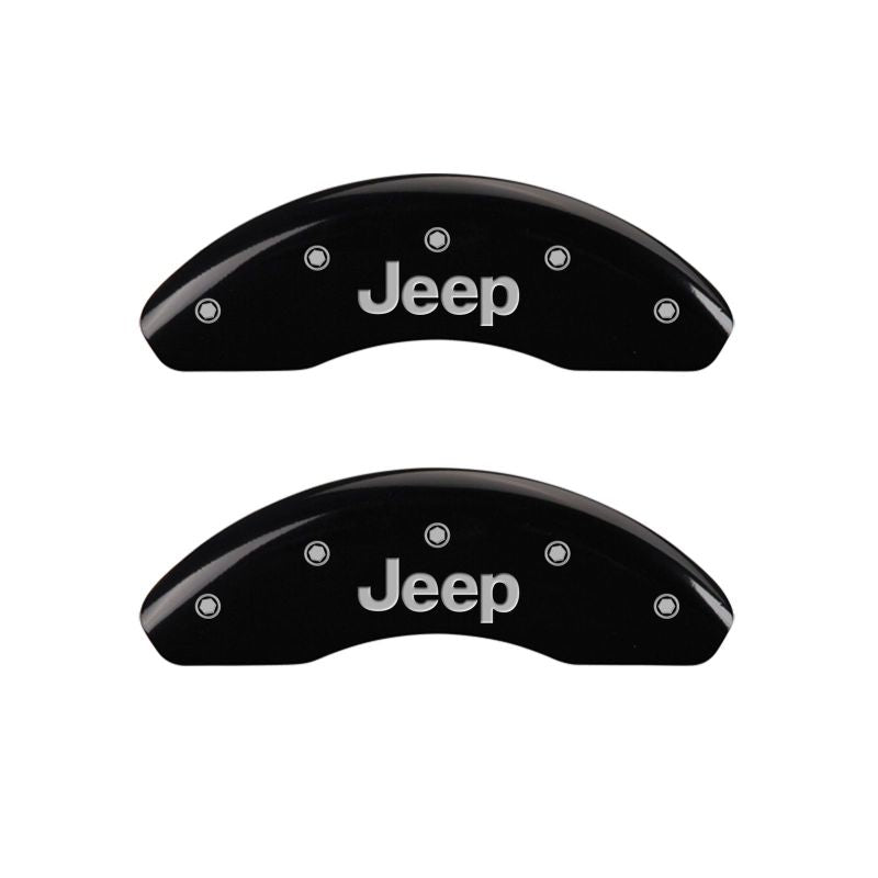 MGP 4 Caliper Covers Engraved Front JEEP Engraved Rear JEEP Grill logo Black finish silver ch MGP