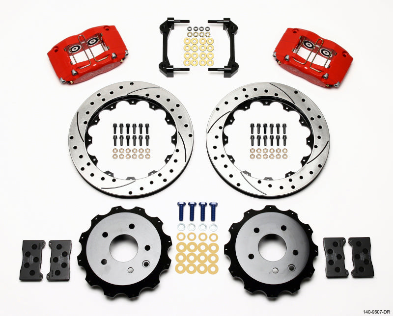 Wilwood Dynapro Radial Rear Kit 13.00in Drilled Red Nissan 350Z/Fiti G35 Wilwood